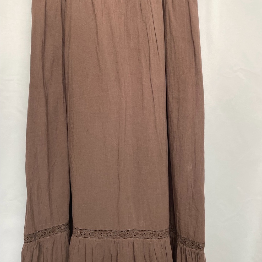 H&M Whimsigoth Boho Prairie Chocolate Brown Lace Cami Maxi Dress 90s Grunge 16 - Picture 5 of 14